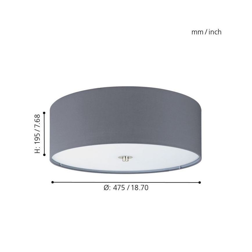Eglo 94921 - Kattovalo PASTERI 3xE27/60W/230V