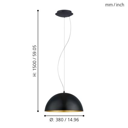 Eglo 94935 - Kattokruunu GAETANO 1 1xE27/60W/230V