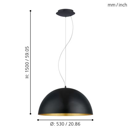 Eglo 94936 - Kattokruunu GAETANO 1 1xE27/60W/230V