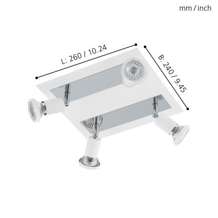 Eglo 94962 - LED-kohdevalaisin SARRIA 4xGU10-LED/5W/230V