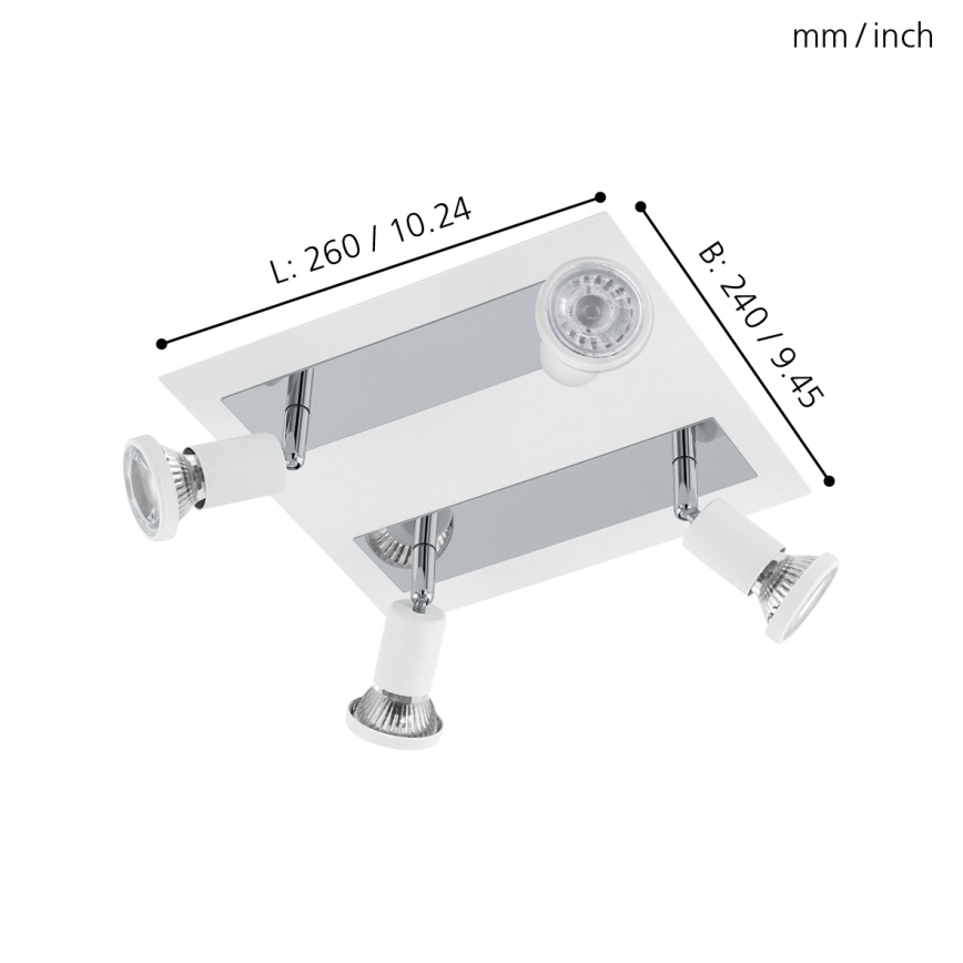 Eglo 94962 - LED-kohdevalaisin SARRIA 4xGU10-LED/5W/230V