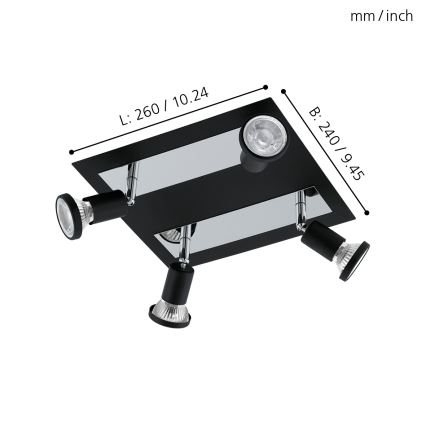 Eglo 94966 - LED-kohdevalaisin SARRIA 4xGU10-LED/5W/230V