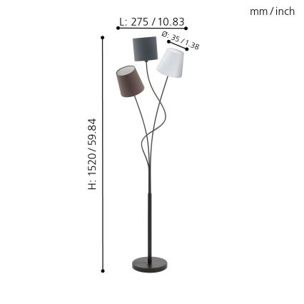 Eglo 94995 - Lattialamppu MARONDA 3xE14/40W/230V
