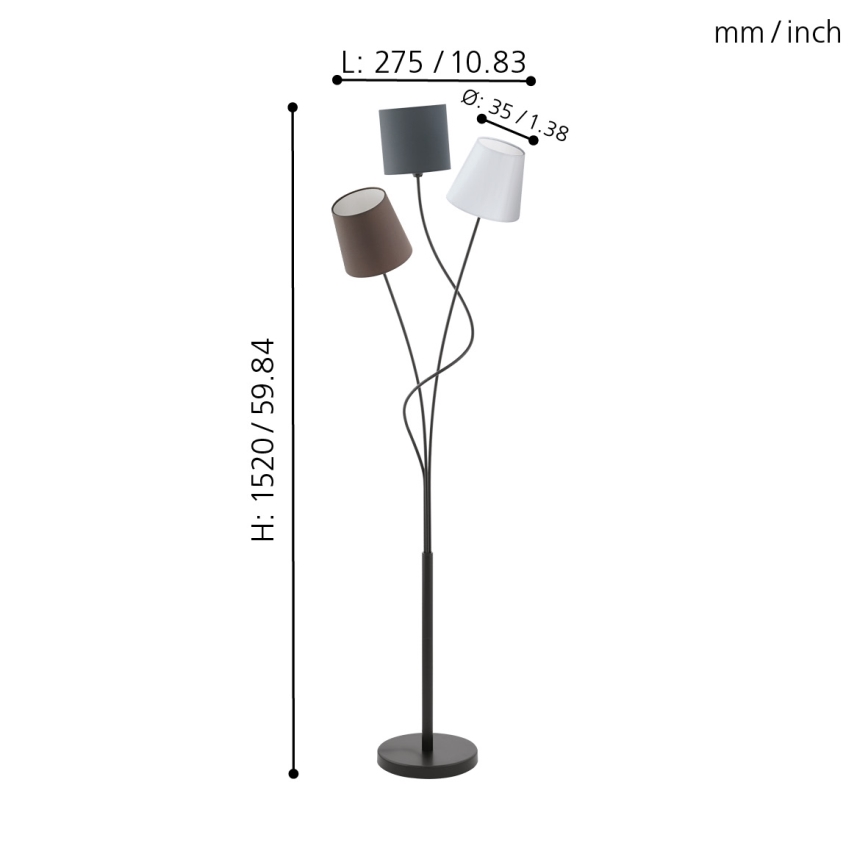 Eglo 94995 - Lattialamppu MARONDA 3xE14/40W/230V