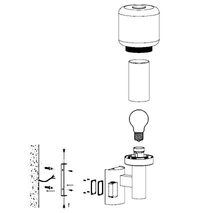 Eglo 95016 - Ulkoseinävalaisin POLIENTO 1xE27/40W IP44