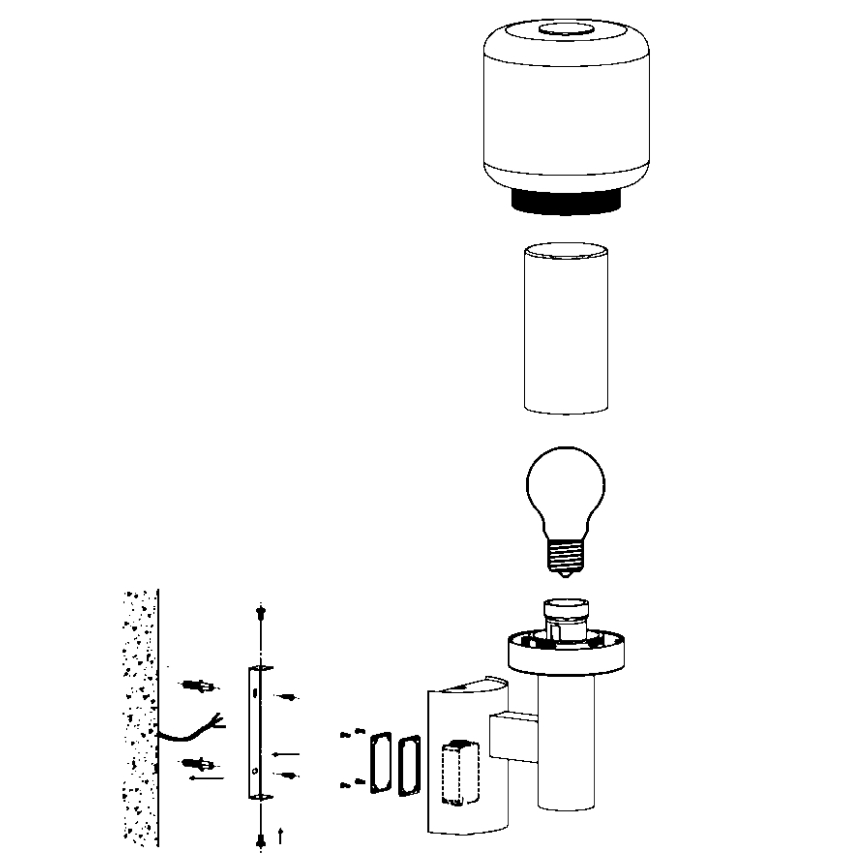 Eglo 95016 - Ulkoseinävalaisin POLIENTO 1xE27/40W IP44