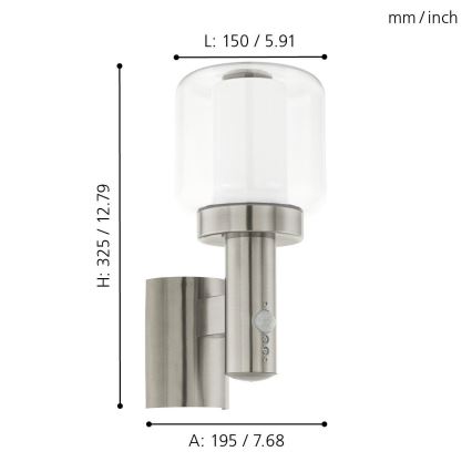 Eglo 95017 - Ulkoseinävalaisin anturilla POLIENTO 1xE27/40W IP44