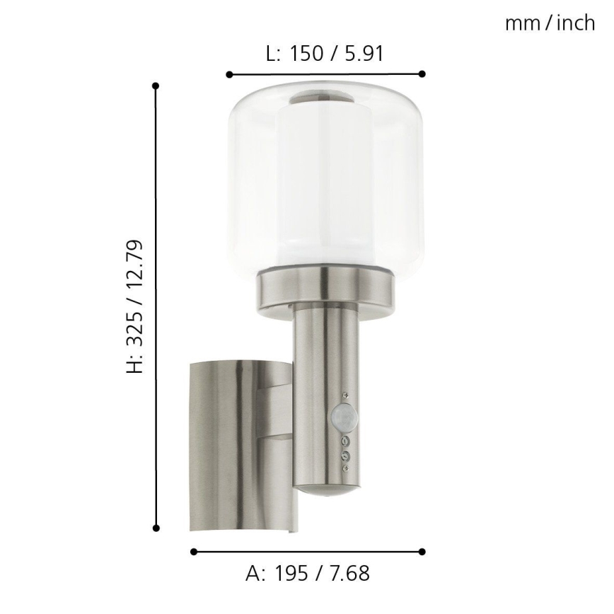 Eglo 95017 - Ulkoseinävalaisin anturilla POLIENTO 1xE27/40W IP44