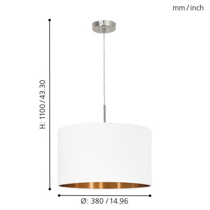 Eglo 95044 - Kattokruunu PASTERI 1xE27/60W/230V