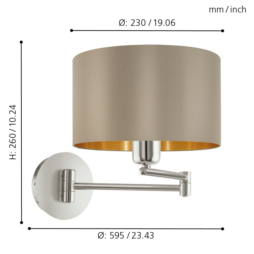 Eglo 95055 - Seinävalaisin MASERLO 1xE27/60W/230V