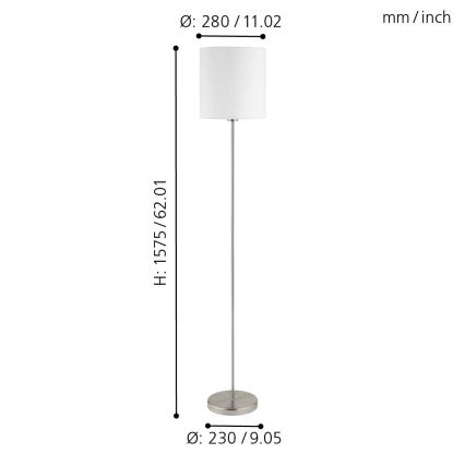 Eglo 95164 - Lattialamppu PASTERI 1xE27/60W/230V