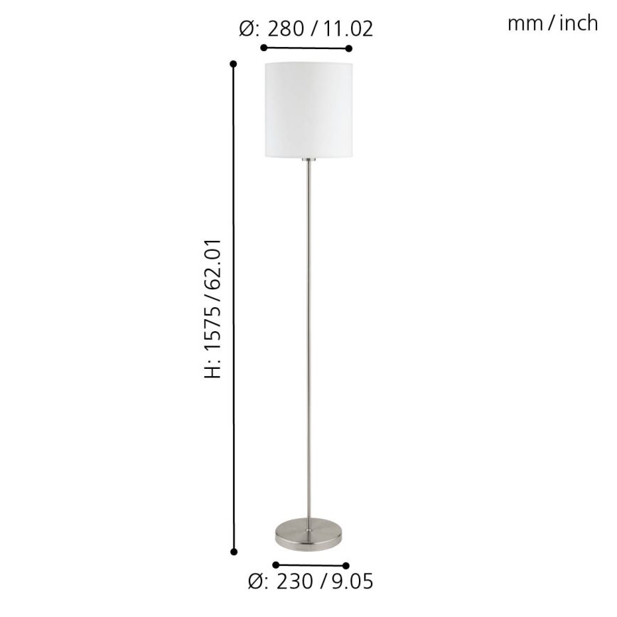 Eglo 95164 - Lattialamppu PASTERI 1xE27/60W/230V