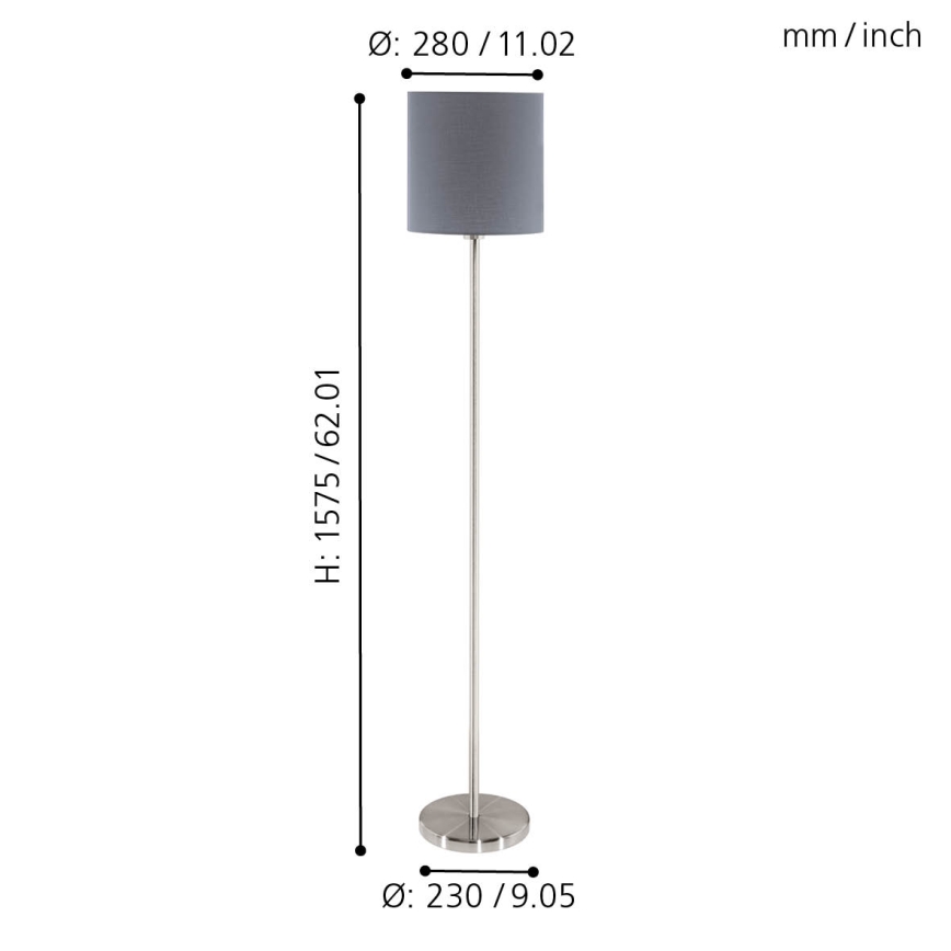 Eglo 95166 - Lattialamppu PASTERI 1xE27/60W/230V