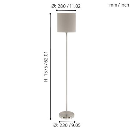 Eglo 95167 - Lattialamppu PASTERI 1xE27/60W/230V