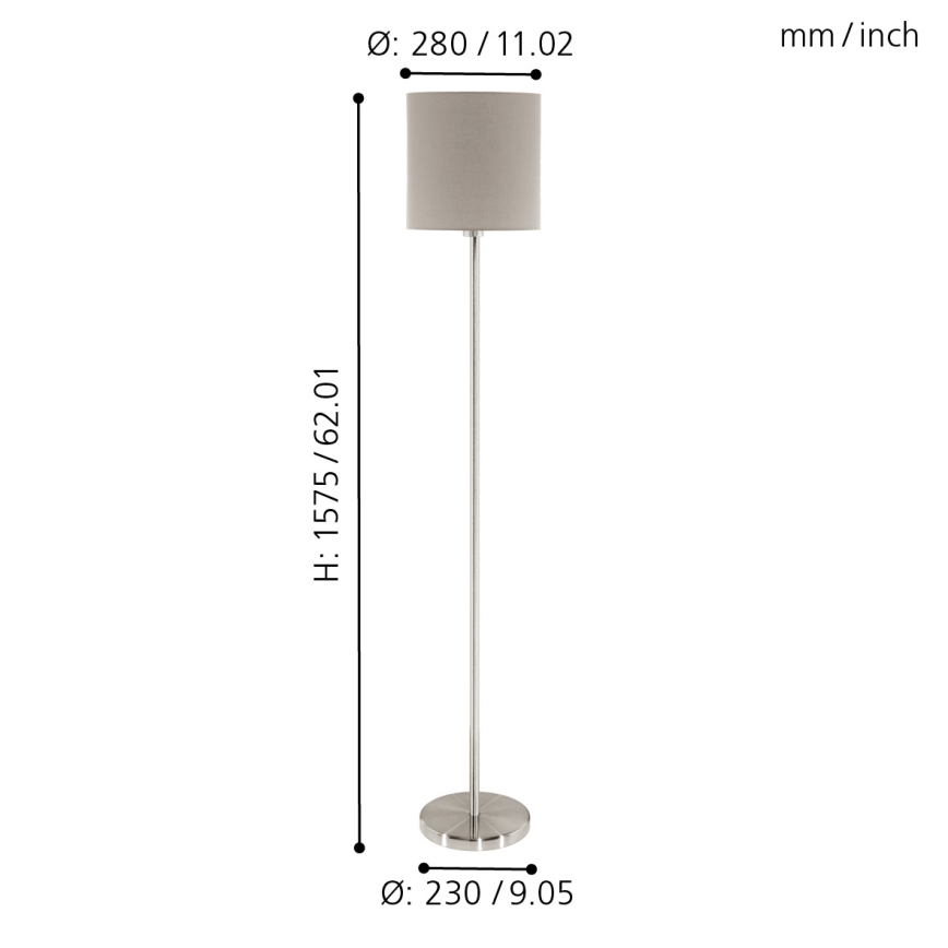 Eglo 95167 - Lattialamppu PASTERI 1xE27/60W/230V