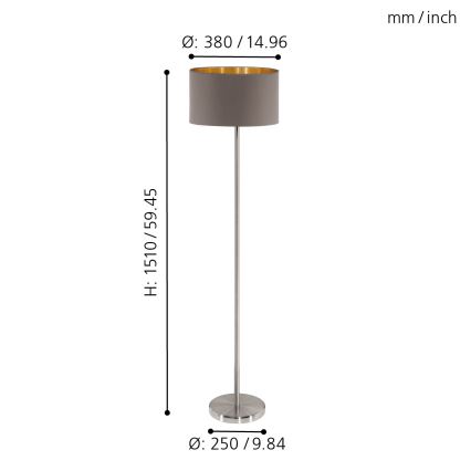 Eglo 95172 - Lattialamppu MASERLO 1xE27/60W/230V