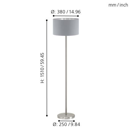 Eglo 95173 - Lattialamppu MASERLO 1xE27/60W/230V
