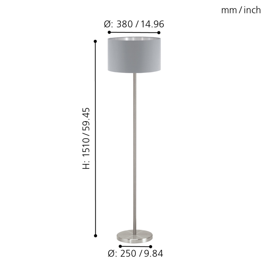 Eglo 95173 - Lattialamppu MASERLO 1xE27/60W/230V
