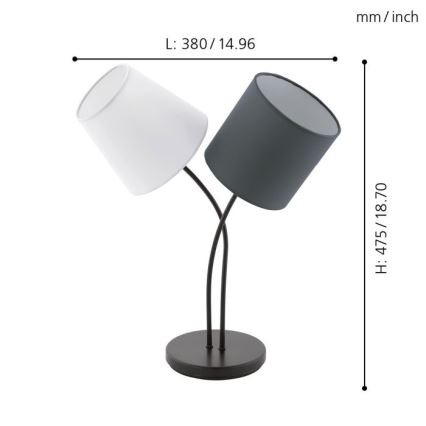 Eglo 95194 - Pöytävalaisin ALMEIDA 2xE14/40W/230V