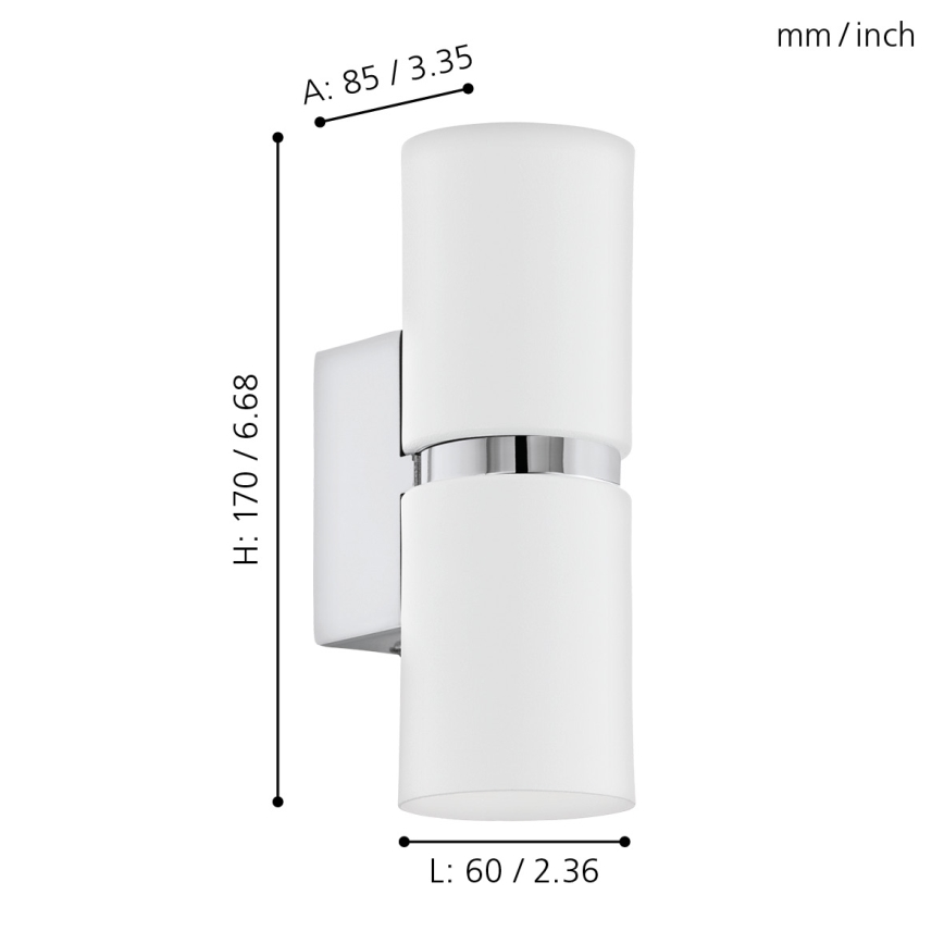 Eglo 95368 - LED-seinävalaisin PASSA 2xGU10-LED/4W/230V