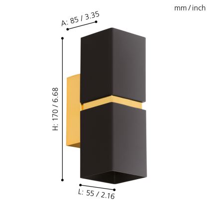 Eglo 95373 - LED-seinävalaisin PASSA 2xGU10-LED/4W/230V