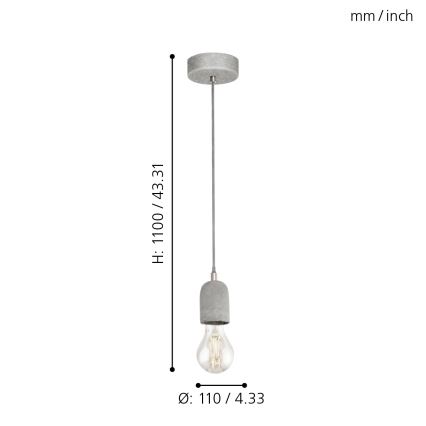 Eglo 95522 - Kattokruunu SILVARES 1xE27/60W/230V