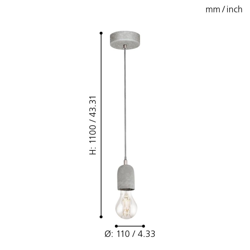 Eglo 95522 - Kattokruunu SILVARES 1xE27/60W/230V