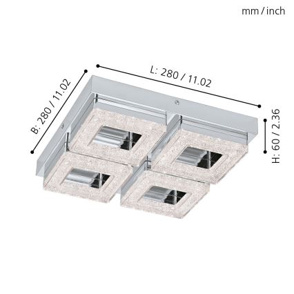 Eglo 95657 - LED-kristallikattovalaisin FRADELO 4xLED/4W/230V
