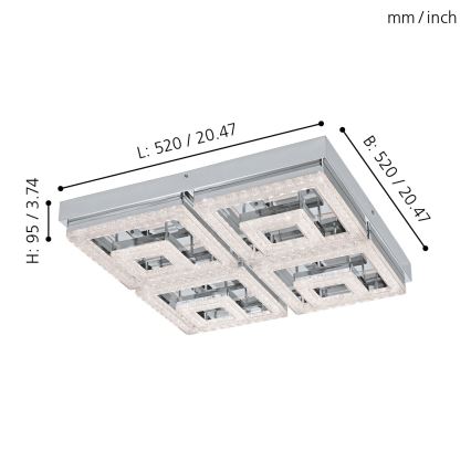 Eglo 95661 - LED-kristallikattovalaisin FRADELO LED/48W/230V