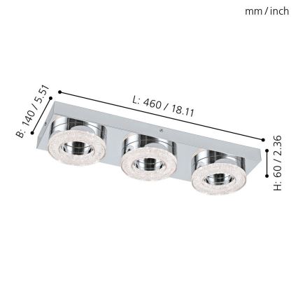 Eglo 95663 - LED-kristallikattovalaisin FRADELO 3xLED/4W/230V