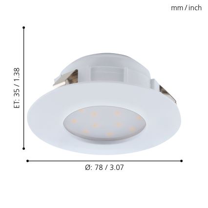 Eglo - SETTI 3x LED Kylpyhuoneen upotettava valo PINEDA 1xLED/4,9W/230V IP44