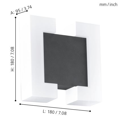 Eglo 95988 - LED-ulkoseinävalaisin SITIA 2xLED/4,8W IP44