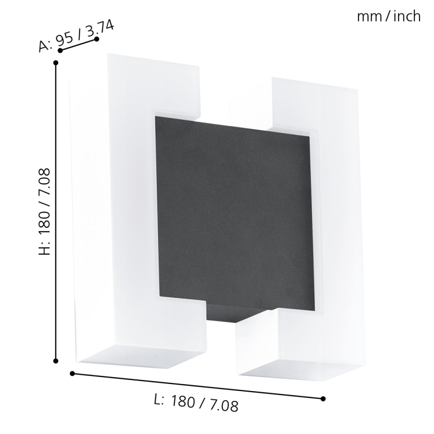 Eglo 95988 - LED-ulkoseinävalaisin SITIA 2xLED/4,8W IP44
