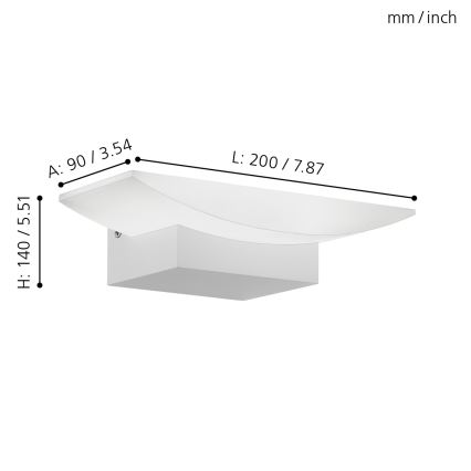 Eglo 96037 - LED-seinävalaisin METRASS 1xLED/5,6W/230V