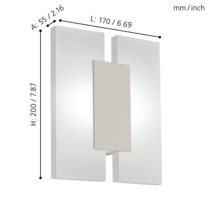 Eglo 96043 - LED-seinävalaisin METRASS 2 2xLED/4,5W/230V