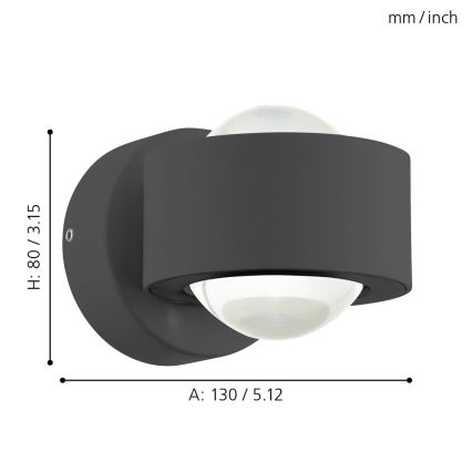 Eglo 96049 - LED-seinävalaisin ONO 2 2xLED/2,5W/230V