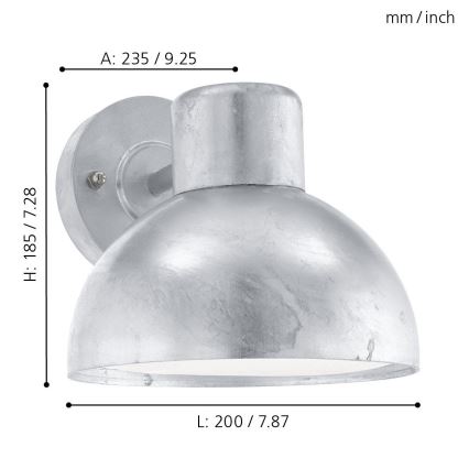 Eglo 96206 - Ulkoseinävalaisin ENTRIMO 1xE27/60W IP44