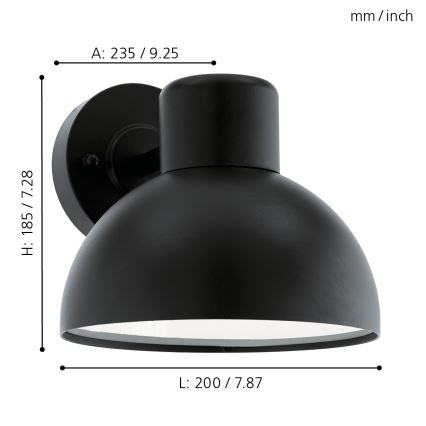 Eglo 96207 - Ulkoseinävalaisin ENTRIMO 1xE27/60W IP44