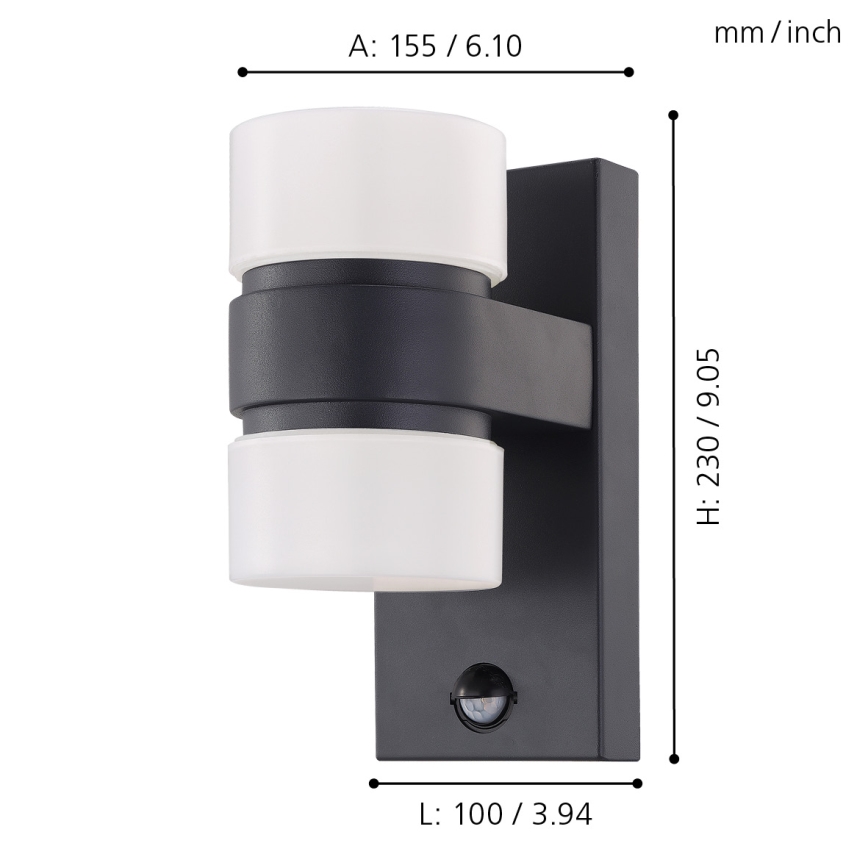 Eglo 96276 - LED-ulkoseinävalaisin anturilla ATOLLARI 2xLED/6W IP44