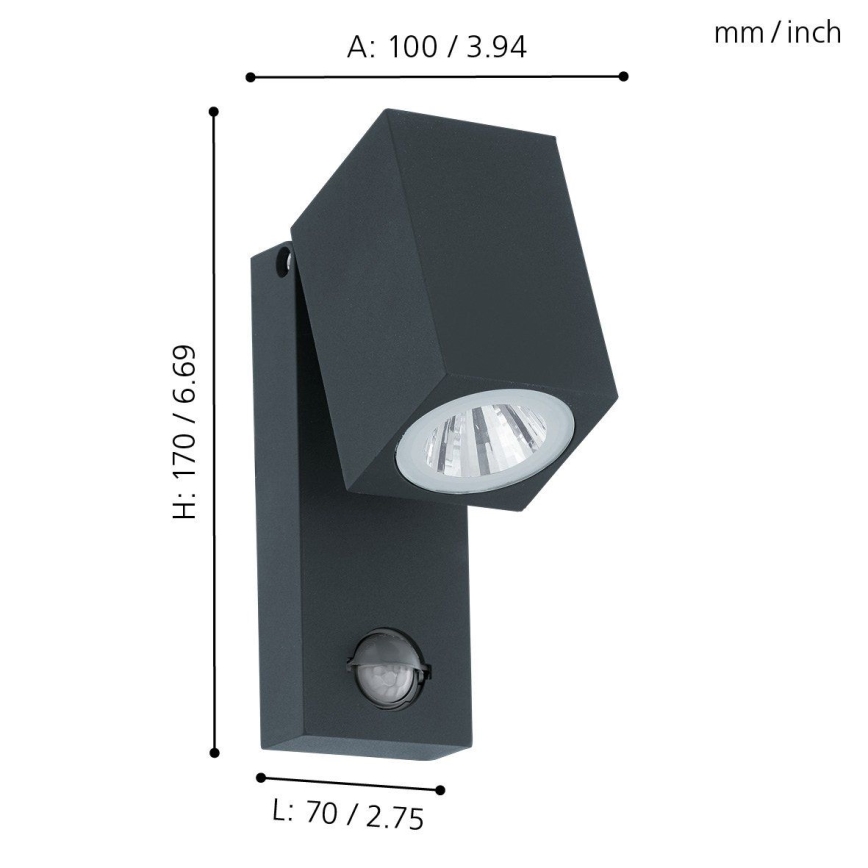 Eglo 96287 - LED-ulkoseinävalaisin anturilla SAKEDA LED/5W/230V IP44