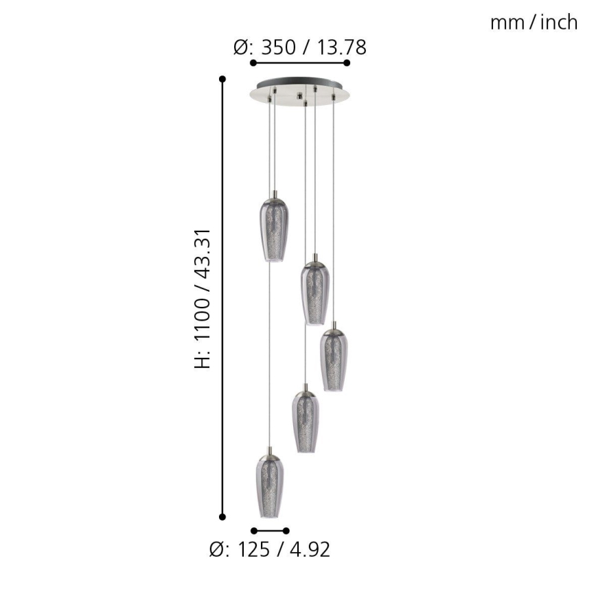 Eglo 96345 - LED-kattokruunu narussa FARSALA 5xG9/2,5W/230V