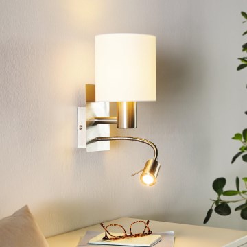 Eglo 96477 - LED-seinävalaisin PASTERI 1xE27/40W+LED/3,8W valkoinen