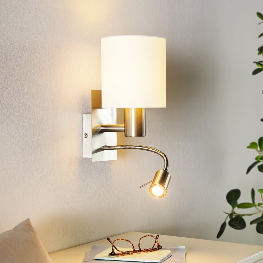 Eglo 96477 - LED-seinävalaisin PASTERI 1xE27/40W+LED/3,8W valkoinen