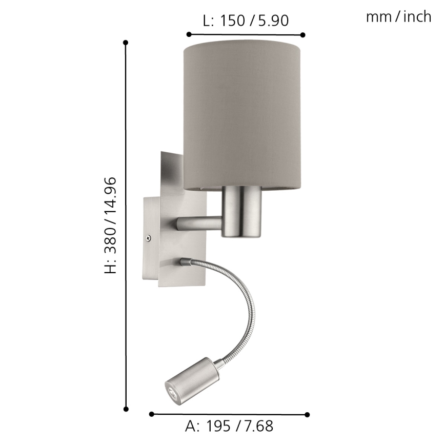 Eglo - LED Joustava kevyt 1xE27/40W+LED/3,8W taupe