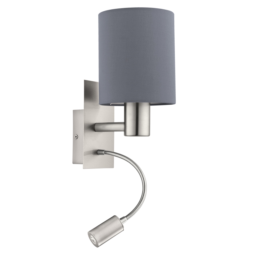 Eglo 96479 - LED-seinävalaisin PASTERI 1xE27/40W+LED/3,8W harmaa