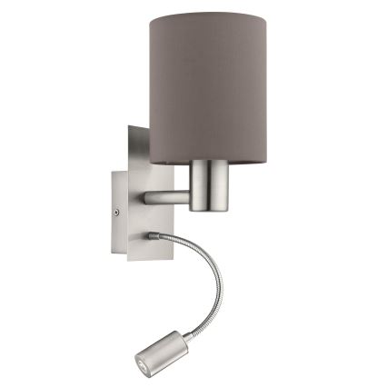 Eglo 96481 - LED-seinävalaisin PASTERI 1xE27/40W+LED/3,8W harmaa