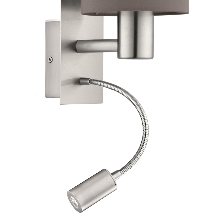 Eglo 96481 - LED-seinävalaisin PASTERI 1xE27/40W+LED/3,8W harmaa