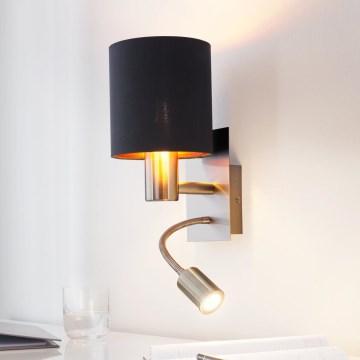 Eglo 96483 - LED-seinävalaisin PASTERI 1xE27/40W+LED/3,8W musta