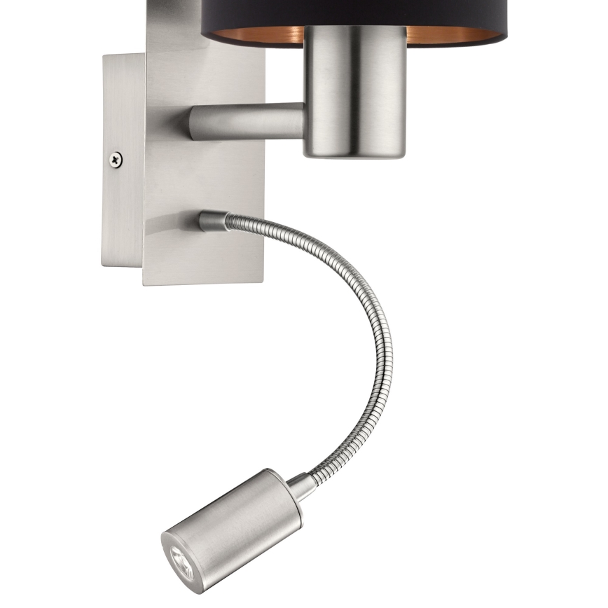 Eglo 96483 - LED-seinävalaisin PASTERI 1xE27/40W+LED/3,8W musta