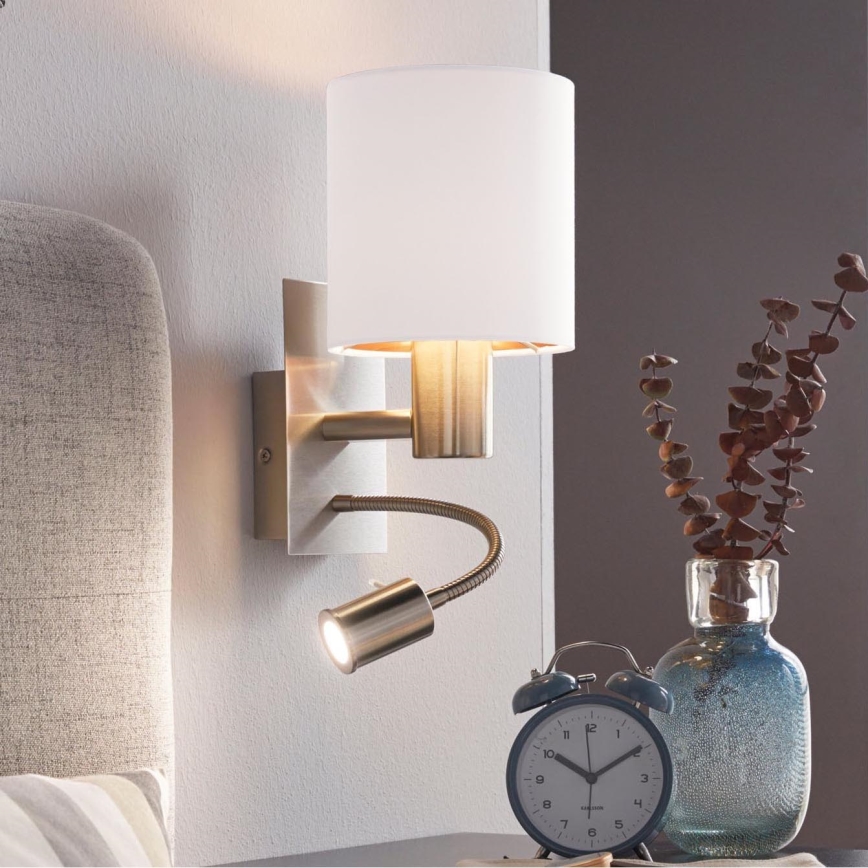 Eglo 96484 - LED-seinävalaisin PASTERI 1xE27/40W+LED/3,8W valkoinen